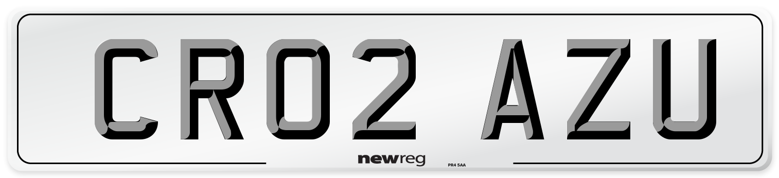 CR02 AZU Number Plate from New Reg